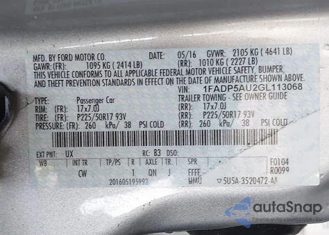 2016 Ford C-Max Hybrid Se из США, поврежденный, VIN 1FADP5AU2GL113068